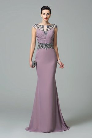 Robe de soirée longue de sirène avec manche courte col en bateau en chiffon - Photo 1