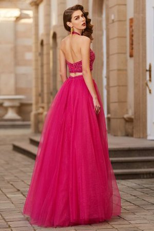 Zweistück Normale Taille Nackenband Bodenlanges Abendkleid aus Tüll - Bild 2