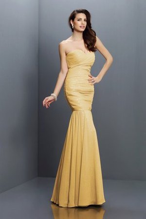 Chiffon Plissiertes Bodenlanges Brautjungfernkleid mit Herz-Ausschnitt mit Empire Taille - Bild 12