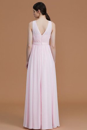 Gerüschtes Natürliche Taile Reißverschluss Bodenlanges Brautjungfernkleid aus Chiffon - Bild 36