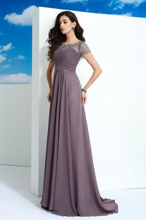 Chiffon Natürliche Taile Formelles Anständiges Abendkleid mit kurzen Ärmeln - Bild 5