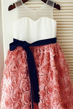 Prinzessin Reißverschluss Ärmelloses Wadenlanges Blumenmädchenkleid mit Bordüre - Bild 1