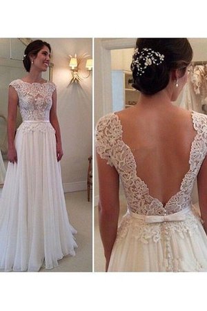 A-Line Ärmelloses Chiffon Bodenlanges Brautkleid mit Bordüre - Bild 1