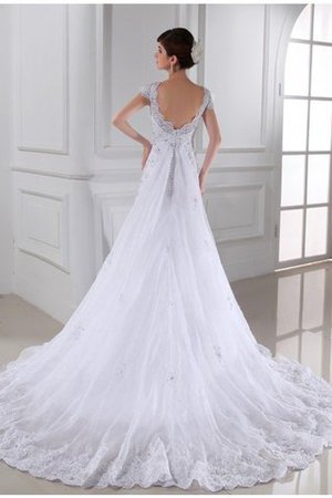 Robe de mariée facile avec perle en organza appliques manche nulle - Photo 2