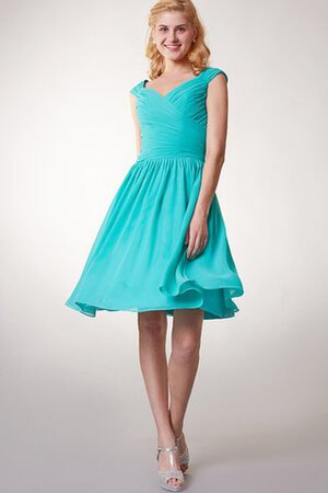 Robe demoiselle d'honneur bref plissé entrecroisé ruché avec zip - Photo 1