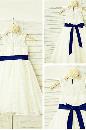 Robe de cortège enfant naturel col u profond jusqu'au sol avec fleurs de princesse - Photo 1