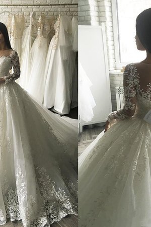 Abito da sposa lusso con ricamo allacciato giunonico con perline pudica - Foto 1