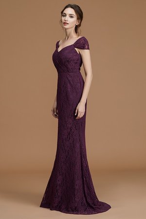 Kurze Ärmeln Besondere Normale Taille Bodenlanges Brautjungfernkleid mit Bordüre - Bild 6