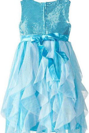 Paillette A-Linie Tüll kurze Ärmeln Blumenmädchenkleid mit Rüschen mit Empire Taille - Bild 2