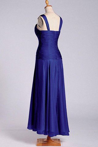 Abito da Damigella Naturale in Chiffon Senza Maniche con Piega A-Line Bassa - Foto 2