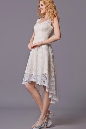 Robe demoiselle d'honneur naturel plissage v encolure fermeutre eclair a-ligne - Photo 4