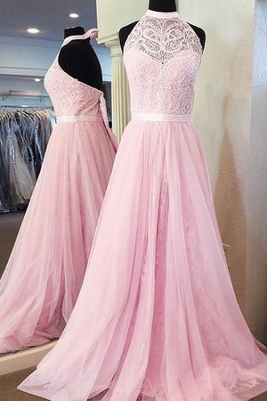 Nackenband Ärmelloses A-Line Sweep Train Anständiges Abendkleid - Bild 2