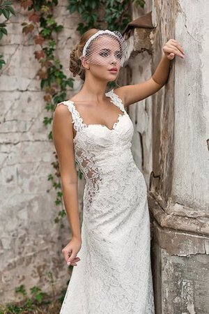 Reißverschluss Ärmellos langes Elegantes Brautkleid mit Rücken Schnürung mit Bordüre - Bild 2