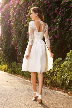 A-Line V-Ausschnitt Ewiges Chiffon Dreiviertel Länge Ärmeln Brautkleid - Bild 2