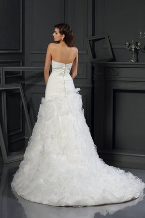 Robe de mariée avec perle de princesse avec zip col en forme de cœur en organza - Photo 2