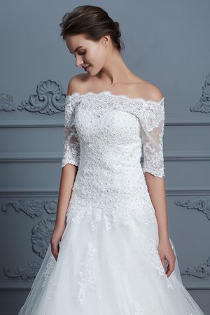 Robe de mariée d'epaule ajourée frappant en 1/2 manche balancement romantique - Photo 7