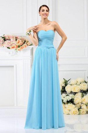Drapiertes Prinzessin A Linie Bodenlanges Brautjungfernkleid aus Chiffon - Bild 1