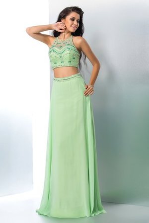 Ärmelloses Perlenbesetztes Zweistück Normale Taille Abendkleid aus Chiffon - Bild 1