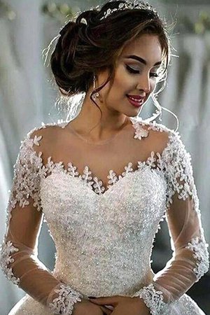 Abito da sposa largo popolare lusso romantico con piega con maniche lunghe - Foto 5