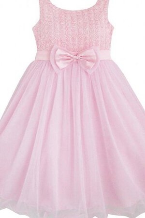 Reißverschluss A-Line Schaufel-Ausschnitt Tüll knöchellanges Blumenmädchenkleid - Bild 1