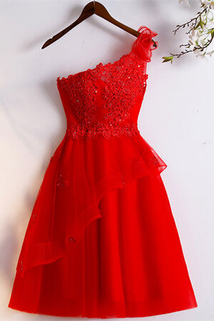 Ein Schulter Exquisit Natürliche Taile Schickes Cocktailkleid mit Blume - Bild 7