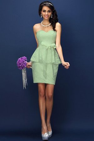 Robe demoiselle d'honneur naturel courte collant en satin orné de nœud à boucle - Photo 26
