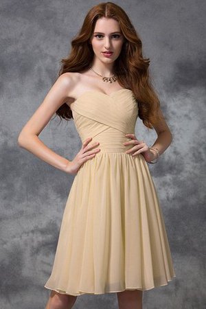 Chiffon Reißverschluss Normale Taille Knielanges Brautjungfernkleid mit Herz-Ausschnitt - Bild 14
