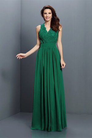 Reißverschluss Ärmellos Prinzessin Chiffon V-Ausschnitt Brautjungfernkleid - Bild 9