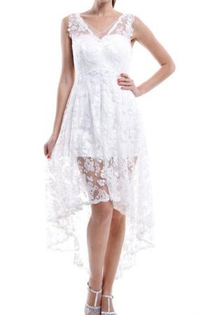 Vestido de Dama de Honor de Corte-A en Encaje de Alto Bajo de Sin mangas de Apliques - Foto 1