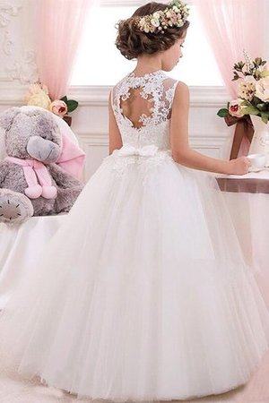Ärmelloses Duchesse-Linie Tüll Blumenmädchenkleid mit Applikation mit Blume - Bild 2