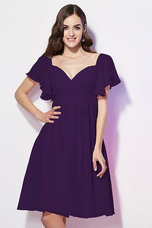 Robe demoiselle d'honneur bref en chiffon avec manche courte collant de lotus - Photo 11