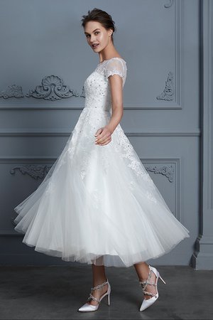 Plissiertes Ausgezeichnet Informelles Glamouröses Wadenlanges Brautkleid - Bild 3