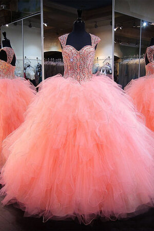 Robe de quinceanera éblouissant de mode de bal textile en tulle avec perle majestueux - Photo 1