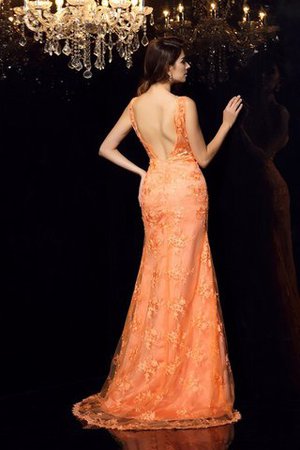 Satin Ärmelloses Anständiges Abendkleid mit Applikation mit Reißverschluss - Bild 2