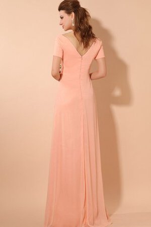 Abito da Sera A Terra con Increspato in Chiffon con Manica Corte V-Scollo - Foto 3
