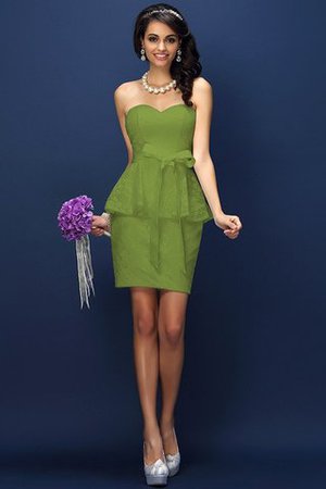 Robe demoiselle d'honneur naturel courte collant en satin orné de nœud à boucle - Photo 14