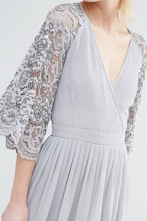 Robe demoiselle d'honneur plissé avec zip longueur au ras du sol de col en v ligne a - Photo 3