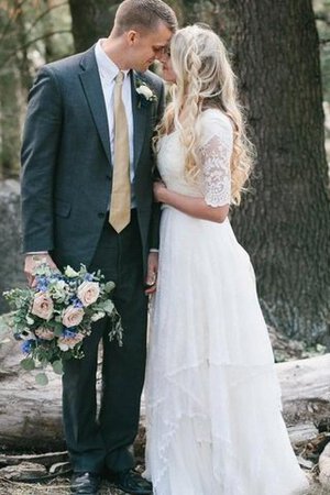 Robe de mariée facile plissé nature en chiffon longueru au niveau de sol - Photo 3