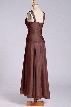 Robe demoiselle d'honneur plissage avec chiffon de col carré a-ligne avec zip - Photo 2