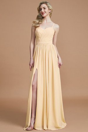 Robe demoiselle d'honneur naturel avec chiffon ruché manche nulle a-ligne - Photo 11