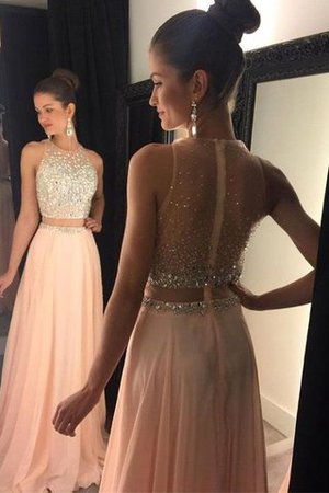 Robe de soirée longue avec perle de princesse avec zip avec chiffon - Photo 1