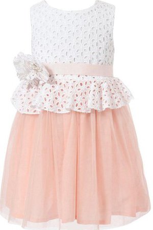 Robe de cortège enfant col u profond a-ligne en tulle manche nulle - Photo 1