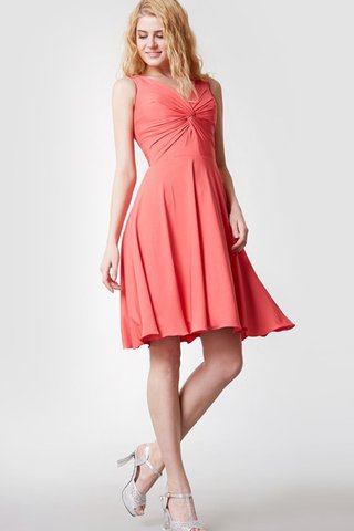 Robe demoiselle d'honneur nature simple manche nulle a-ligne avec chiffon - Photo 2
