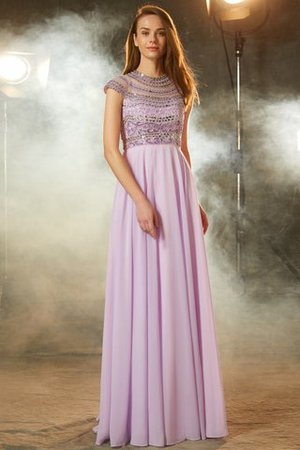 Robe de soirée longue avec chiffon col u profond avec perle avec manche courte - Photo 3