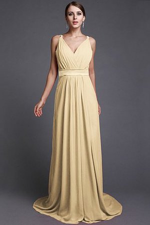 Robe demoiselle d'honneur longue de lotus avec chiffon fermeutre eclair manche nulle - Photo 4