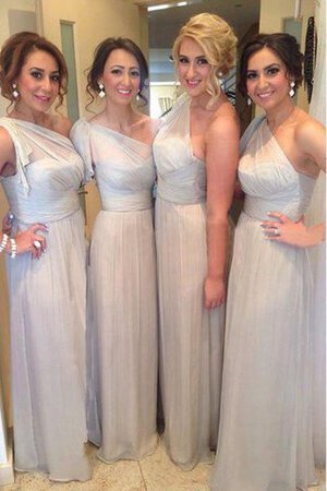 Enganliegendes A-Linie drapiertes Ärmelloses prächtiges Brautjungfernkleid aus Chiffon - Bild 1