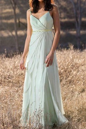 Gerüschtes zeitloses Ärmellos plissiertes langes Brautjungfernkleid mit Schleife - Bild 4