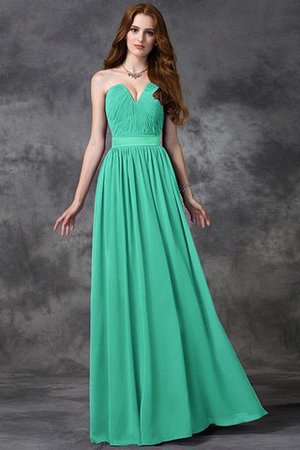 Robe demoiselle d'honneur longue manche nulle de col en cœur avec chiffon a-ligne - Photo 15