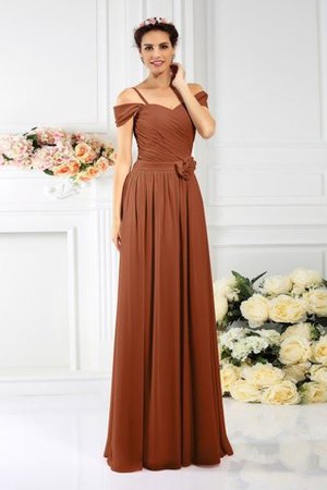 Chiffon Drapiertes Anständiges Bodenlanges Brautjungfernkleid mit Empire Taille - Bild 4
