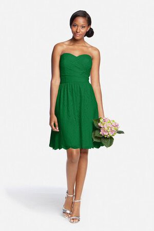 Moderno Vestido de Dama de Honor de Corte-A de Corto de Escote Corazón de Encaje Adorno - Foto 13
